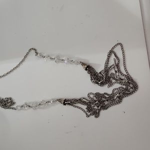 Necklace, silver, chain & beads